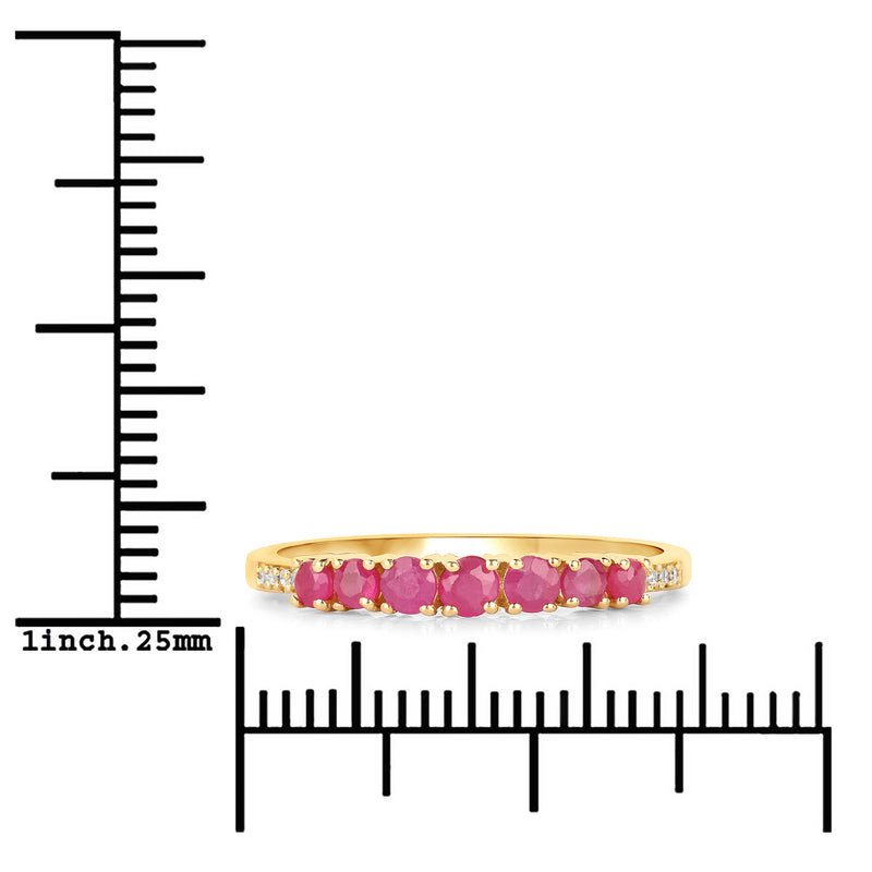 0.45 Carat Genuine Ruby and White Diamond 14K Yellow Gold Ring