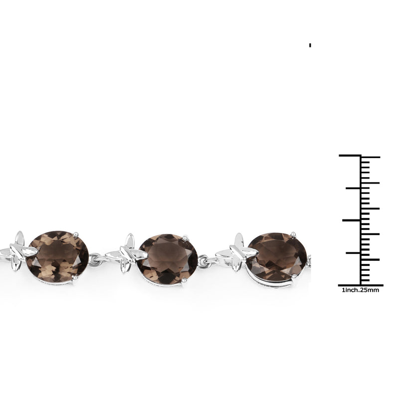 36.88 Carat Genuine Smoky Quartz .925 Sterling Silver Bracelet