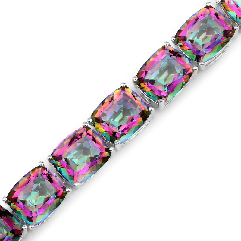 75.20 Carat Genuine Rainbow Quartz Sterling Silver Bracelet