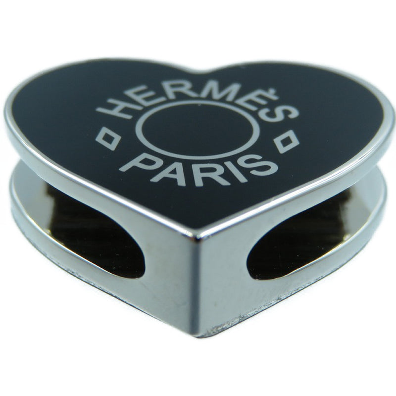 Hermes Mini Coo Black Silver Scarf Ring Heart 0065 HERMES