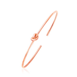 14k Rose Gold Polished Cuff Bangle with Knot