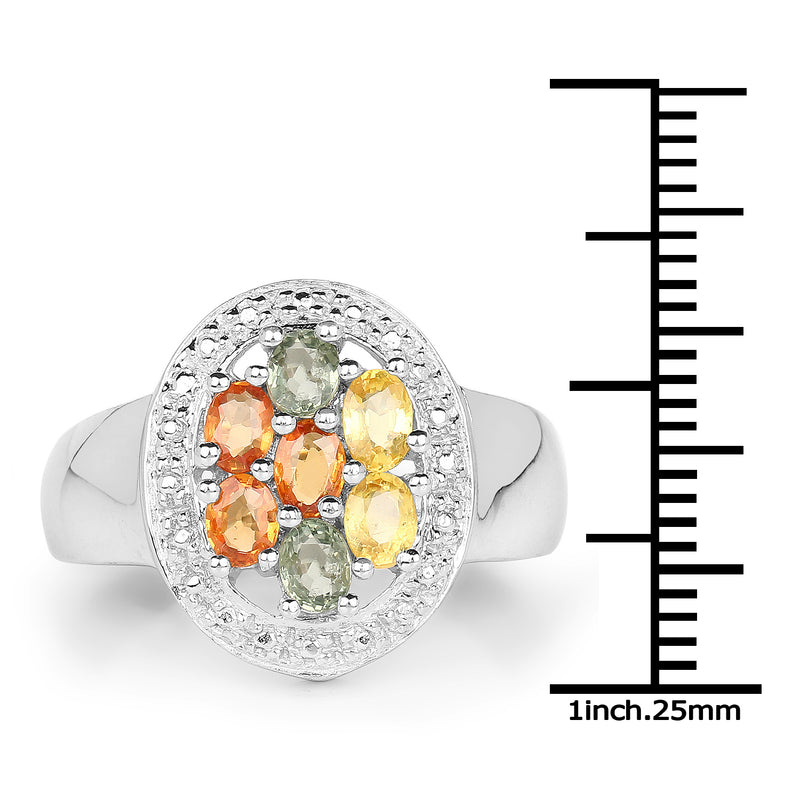 1.54 Carat Genuine Multi Sapphire .925 Sterling Silver Ring