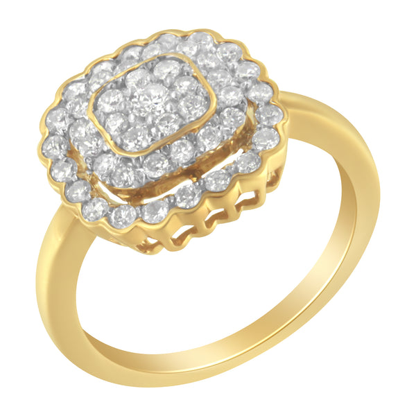 10K Yellow Gold Plated .925 Sterling Silver Diamond Cocktail Ring (3/4 Cttw, J-K Color, I2-I3 Clarity) - Size 7