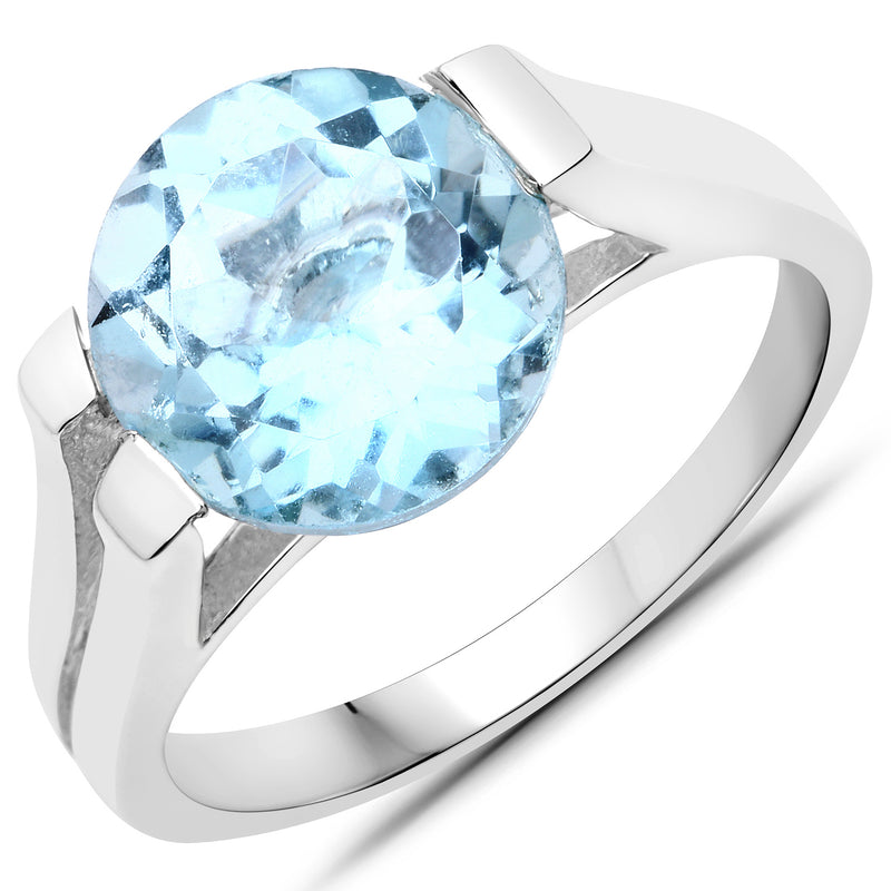 4.00 Carat Genuine Blue Topaz .925 Sterling Silver Ring