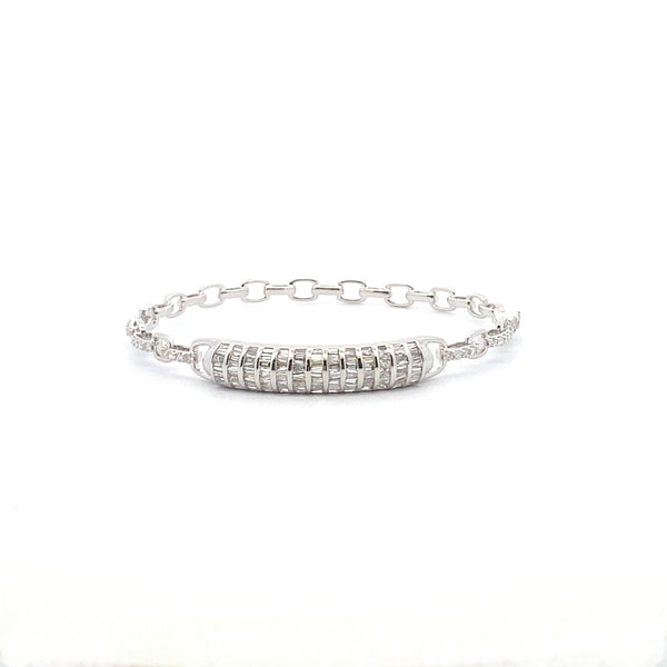 Genuine 3.35ct Diamond Bangle Bracelet 14KT White Gold