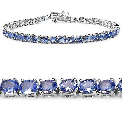 8.80 Carat Genuine Tanzanite .925 Sterling Silver Bracelet