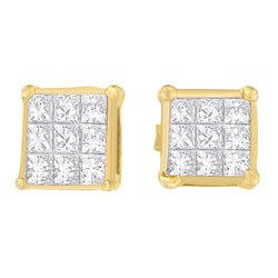 14K Yellow Gold 1/2 cttw Princess Cut Diamond Earrings (H-I, VS1-VS2)