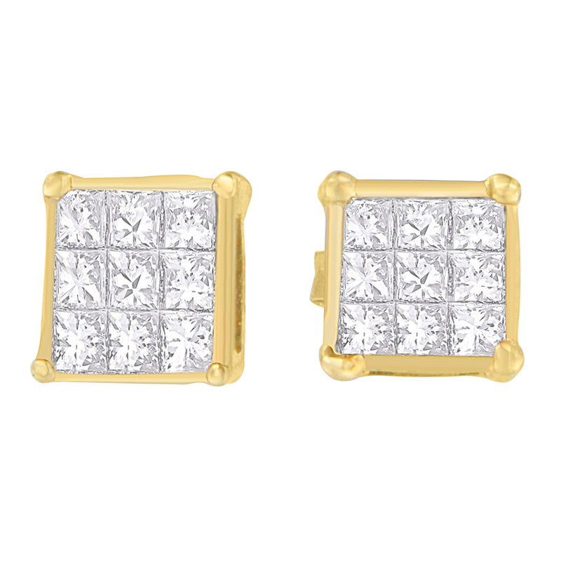 14K Yellow Gold 1/2 cttw Princess Cut Diamond Earrings (H-I, VS1-VS2)