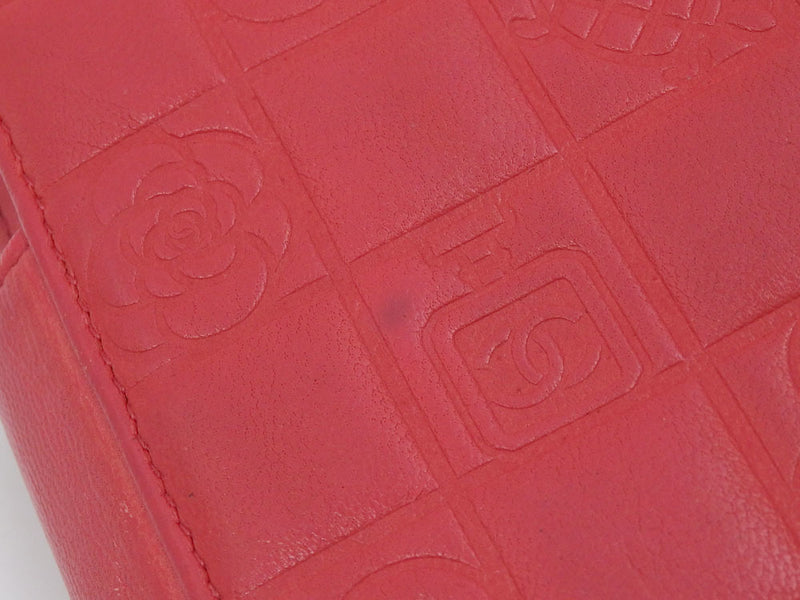Chanel Long Bi-Fold Wallet Icon Line Ladies Pink Lambskin A24213 Leather Coco Mark Gamaguchi