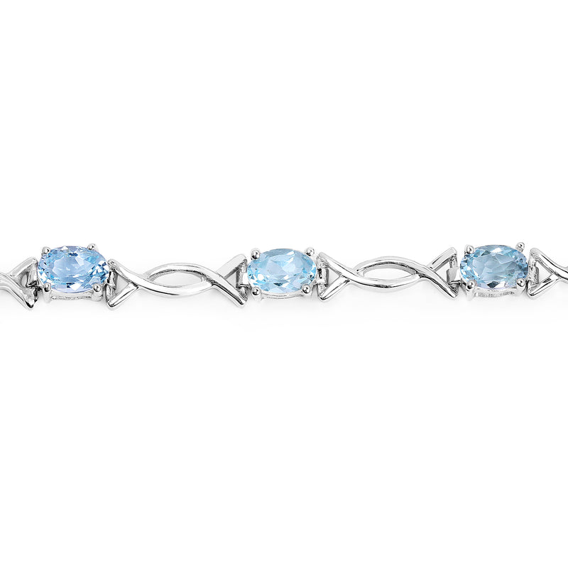 5.10 Carat Genuine Blue Topaz .925 Sterling Silver Bracelet