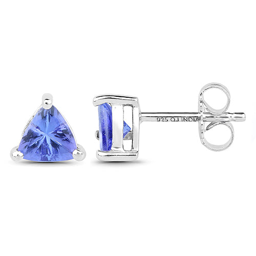 1.50 Carat Genuine Tanzanite .925 Sterling Silver Earrings