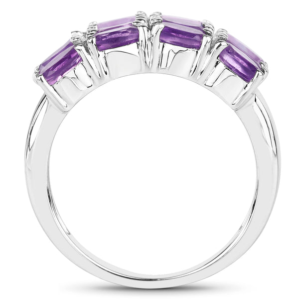 2.52 Carat Genuine  Amethyst .925 Sterling Silver Ring