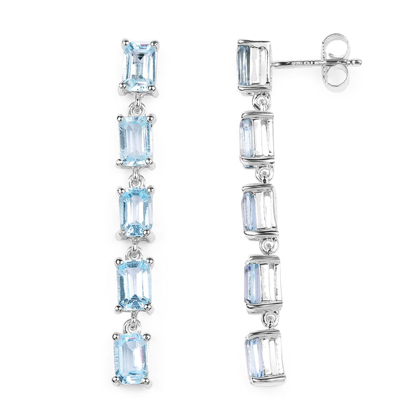 6.80 Carat Genuine Blue Topaz .925 Sterling Silver Earrings