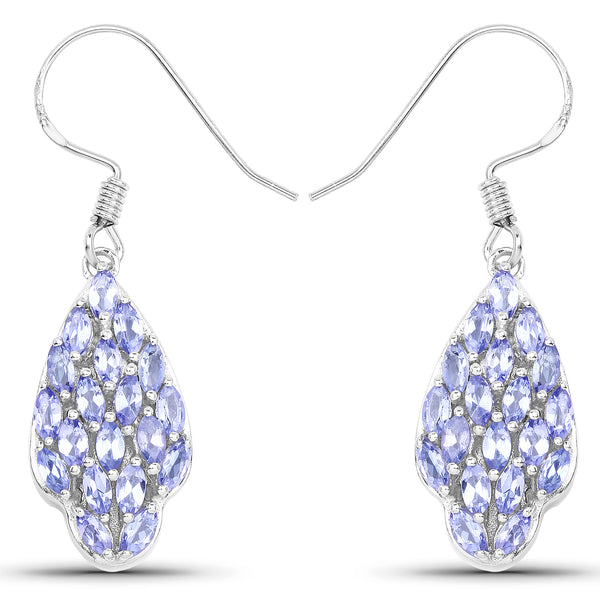 3.04 Carat Genuine Tanzanite .925 Sterling Silver Earrings