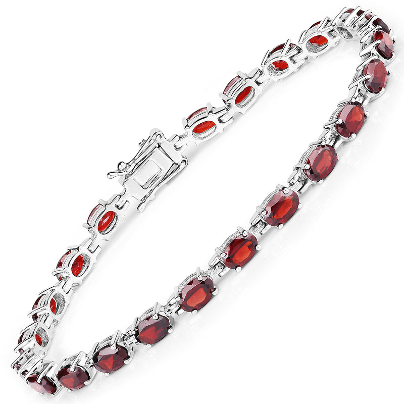 11.22 Carat Genuine Garnet .925 Sterling Silver Bracelet