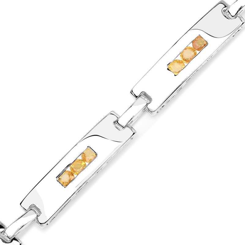 2.52 Carat Genuine Yellow Sapphire .925 Sterling Silver Bracelet