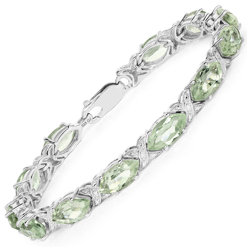 22.75 Carat Genuine Green Amethyst .925 Sterling Silver Bracelet