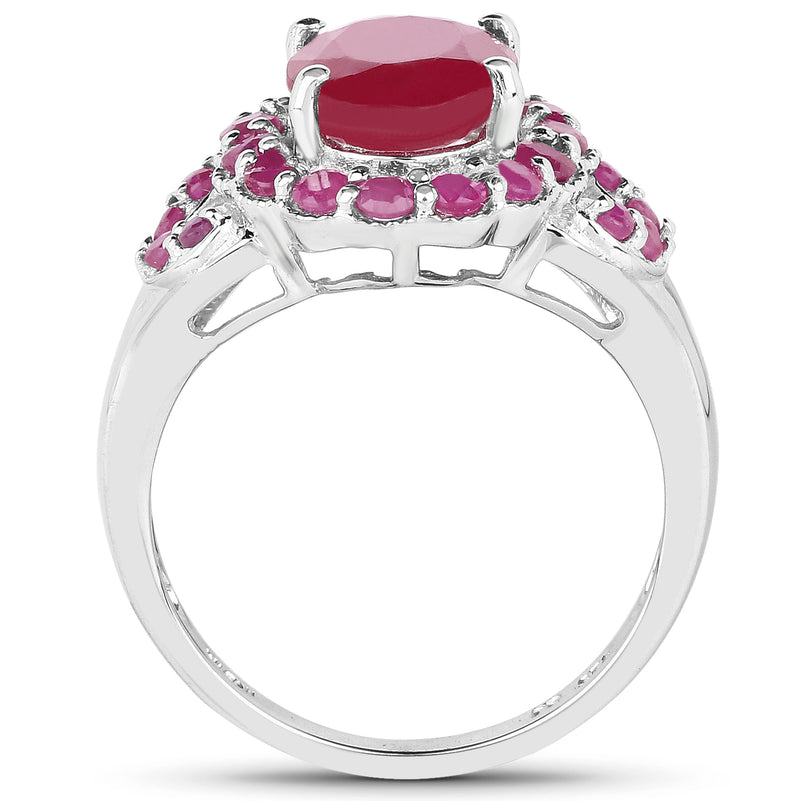 4.43 Carat Glass Filled Ruby and Ruby .925 Sterling Silver Ring