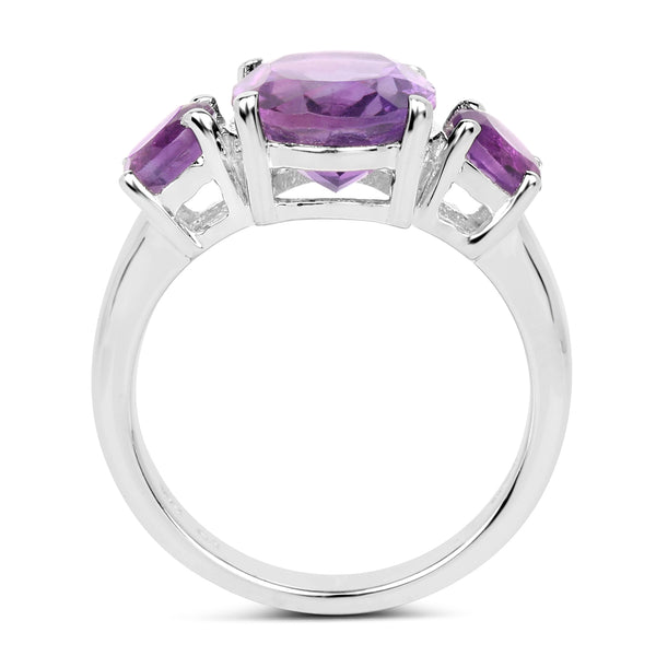 4.06 Carat Genuine Amethyst .925 Sterling Silver Ring