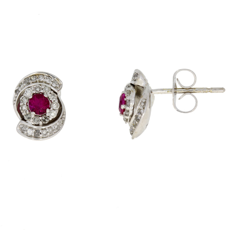 .55ct Ruby Diamond Stud Earrings 10KT White Gold