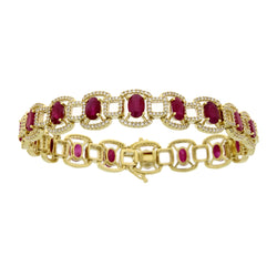 11.41ct Ruby Diamond Tennis Bracelet 14KT White Gold