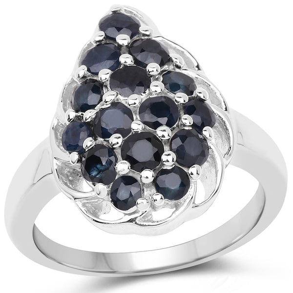 1.62 Carat Genuine Blue Sapphire .925 Sterling Silver Ring