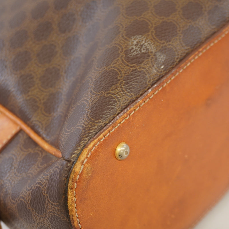 Auth Celine Macadam Handbag Womens PVC Handbag Brown