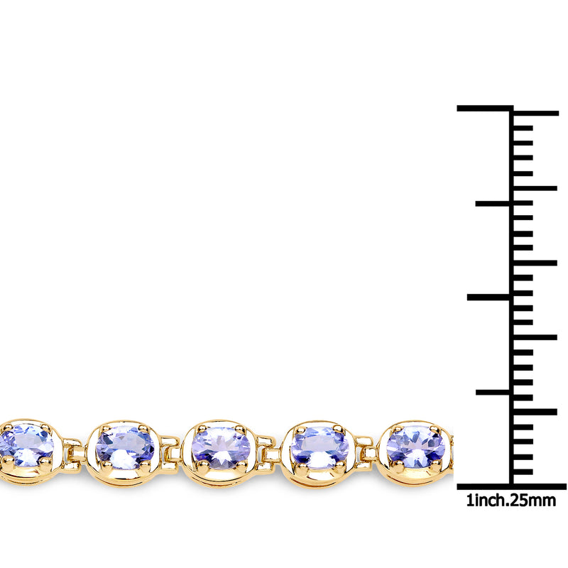 14K Yellow Gold Plated 4.59 Carat Genuine Tanzanite .925 Sterling Silver Bracelet