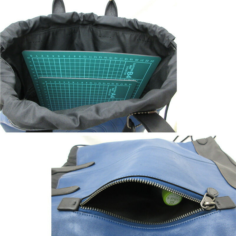 Coach COACH Rucksack Backpack Bag Drawstring Blue Black Mens Womens Leather Nylon E1921-76154 B4 Compatible