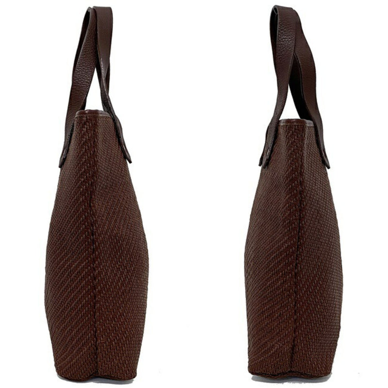 Hermes Handbag Amedaba Diago PM Brown Leather Canvas HERMES Tote Bag Ladies