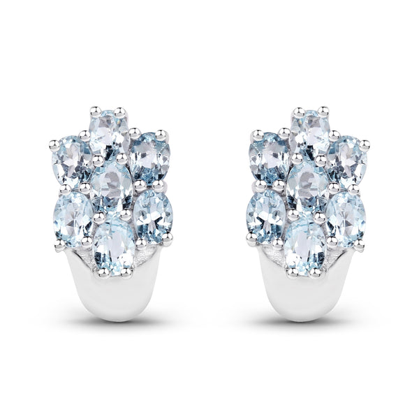 2.80 Carat Genuine Blue Topaz .925 Sterling Silver Earrings