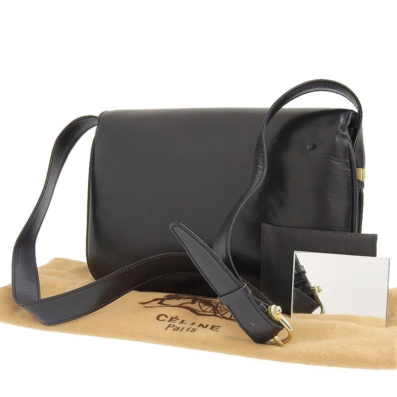 Celine Shoulder Bag Leather Black