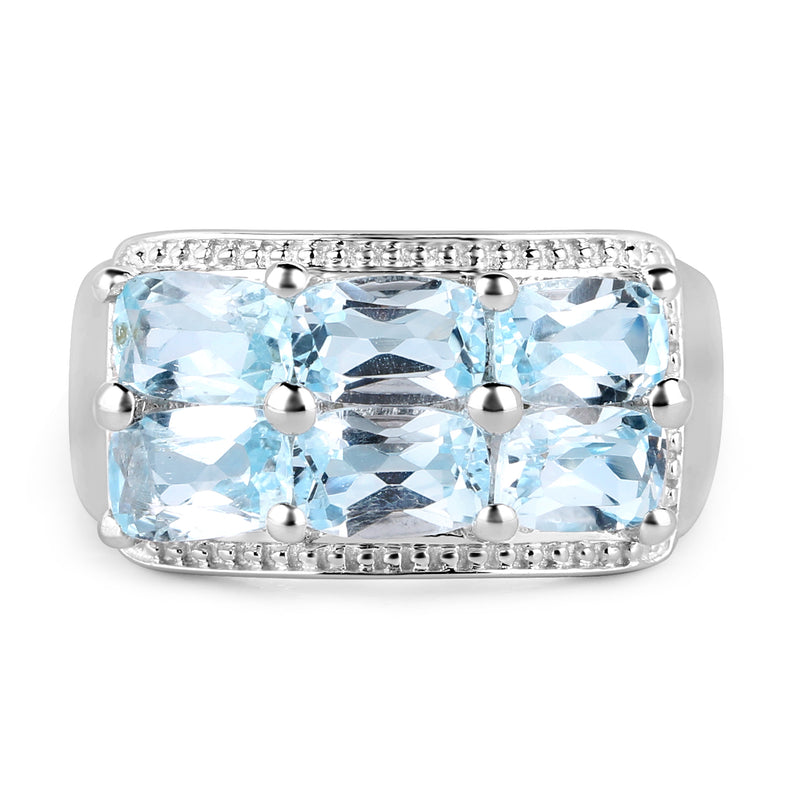 3.60 Carat Genuine Blue Topaz .925 Sterling Silver Ring