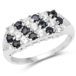 1.90 Carat Genuine Black Sapphire .925 Sterling Silver Ring