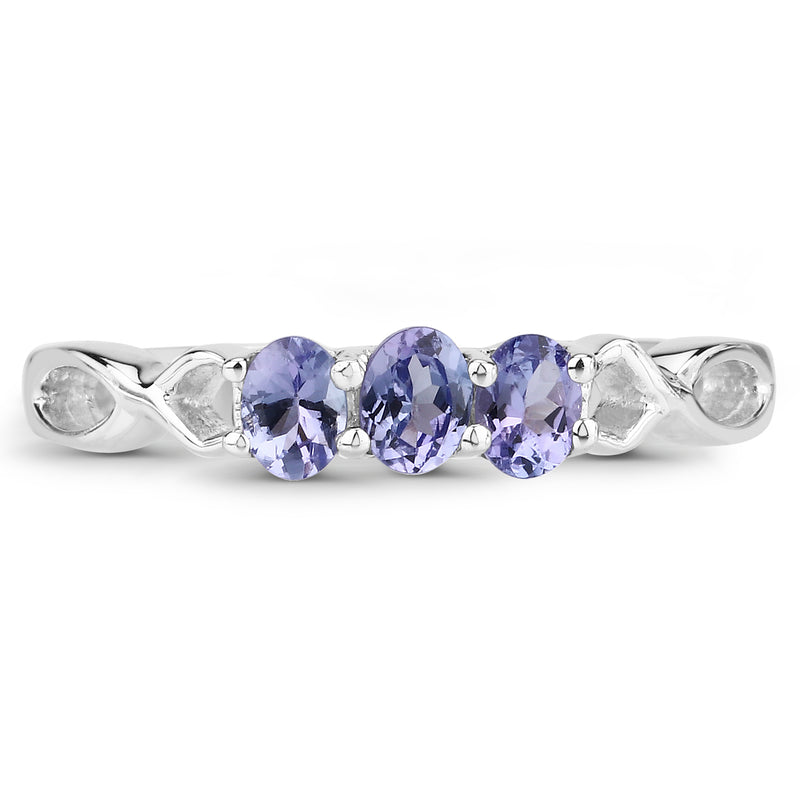 0.51 Carat Genuine Tanzanite .925 Sterling Silver Ring