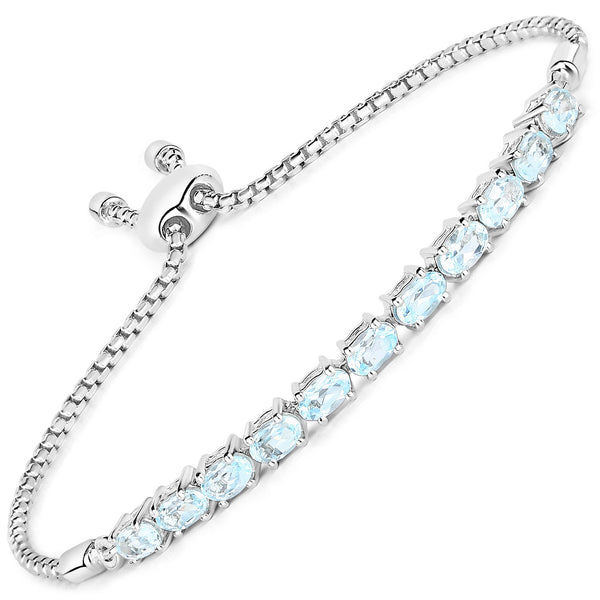 2.75 Carat Genuine Blue Topaz .925 Sterling Silver Bracelet