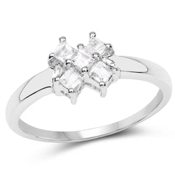 0.30 Carat Genuine White Topaz .925 Sterling Silver Ring