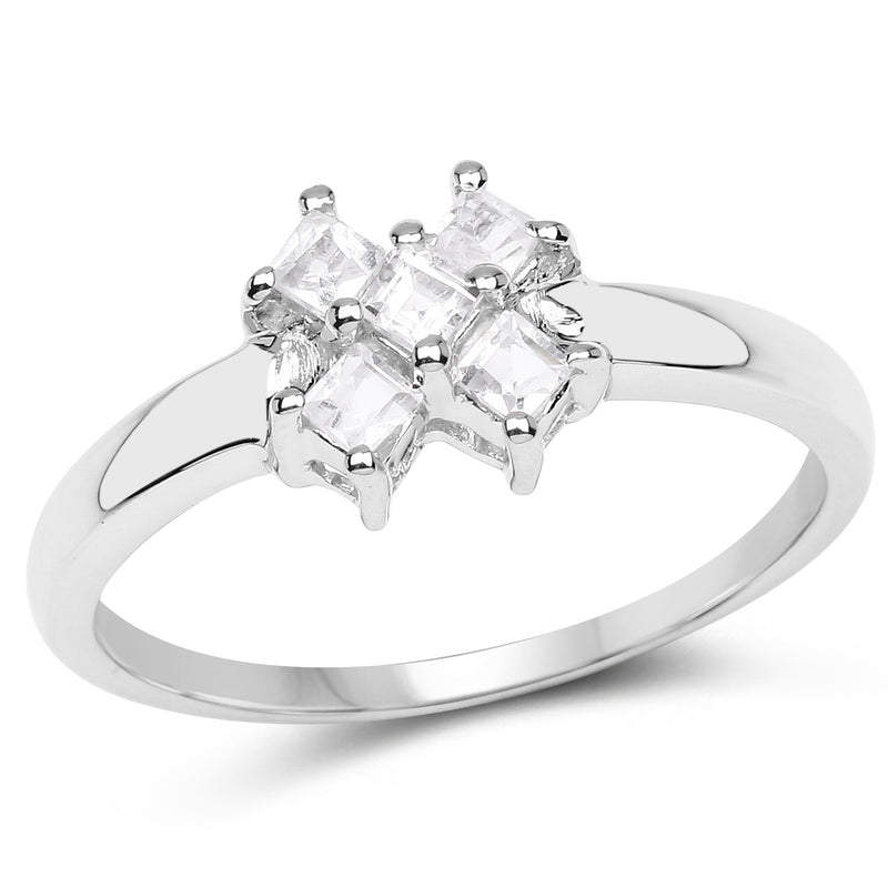 0.30 Carat Genuine White Topaz .925 Sterling Silver Ring