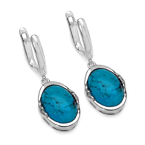 12.20 Carat Genuine Turquoise Sterling Silver Earrings