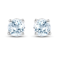 0.64 Carat Genuine Blue Topaz .925 Sterling Silver Earrings