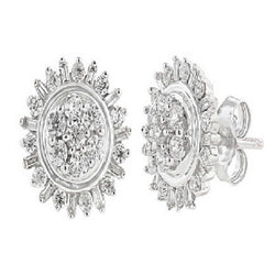 0.5ct Pave Diamond 18kt Solid White Gold Designer Stud Earrings Fashion Jewelry