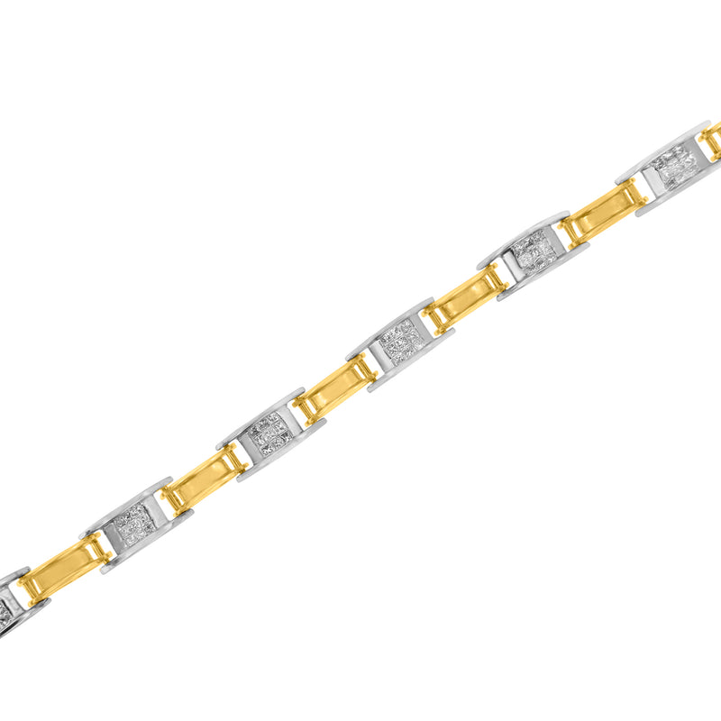 14K Two-Tone Gold 1 ct TDW Diamond Chain Link Bracelet (H-IS12-I1)