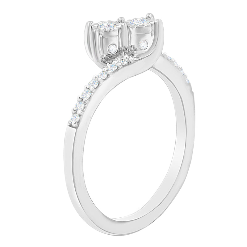 10K White Gold 1/4ct Two-Stone Diamond Ring (H-I I2-I3)