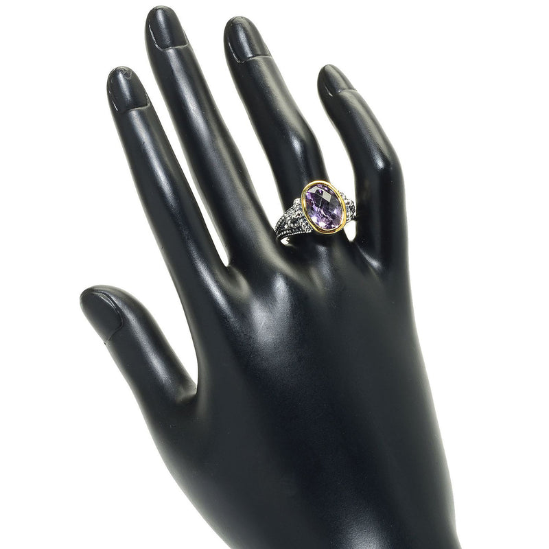 925 Sterling Silver Women Solitaire Ring Pink Amethyst