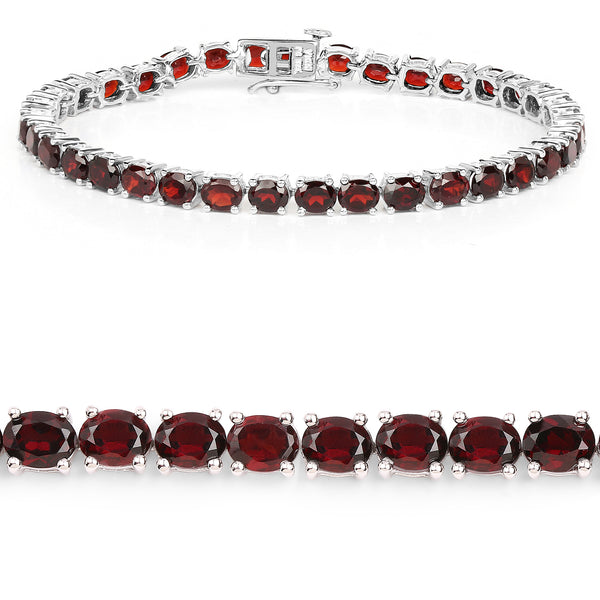 18.00 Carat Genuine Garnet .925 Sterling Silver Bracelet