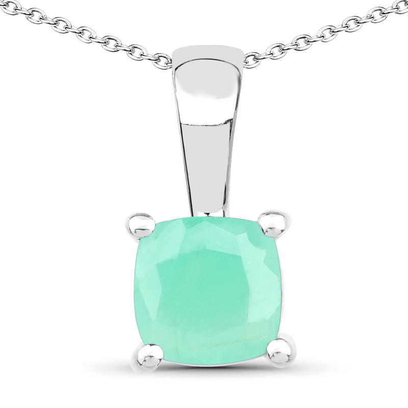 1.80 Carat Genuine Emerald, Glass Filled Ruby & Glass Filled Sapphire .925 Sterling Silver Pendant