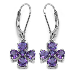 2.14 Carat Genuine Amethyst .925 Sterling Silver Earrings