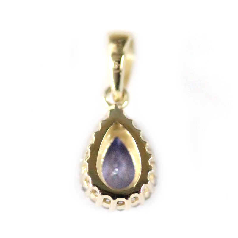 10K Yellow Gold With Tanzanite , Created White Sapphire Pendant