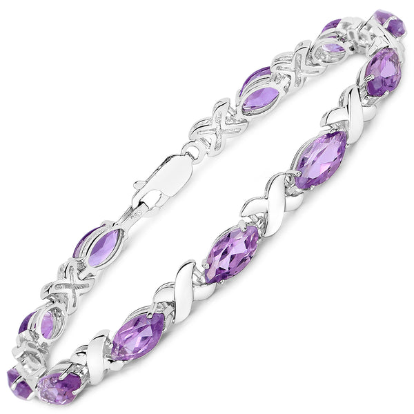 10.00 Carat Genuine Amethyst .925 Sterling Silver Bracelet