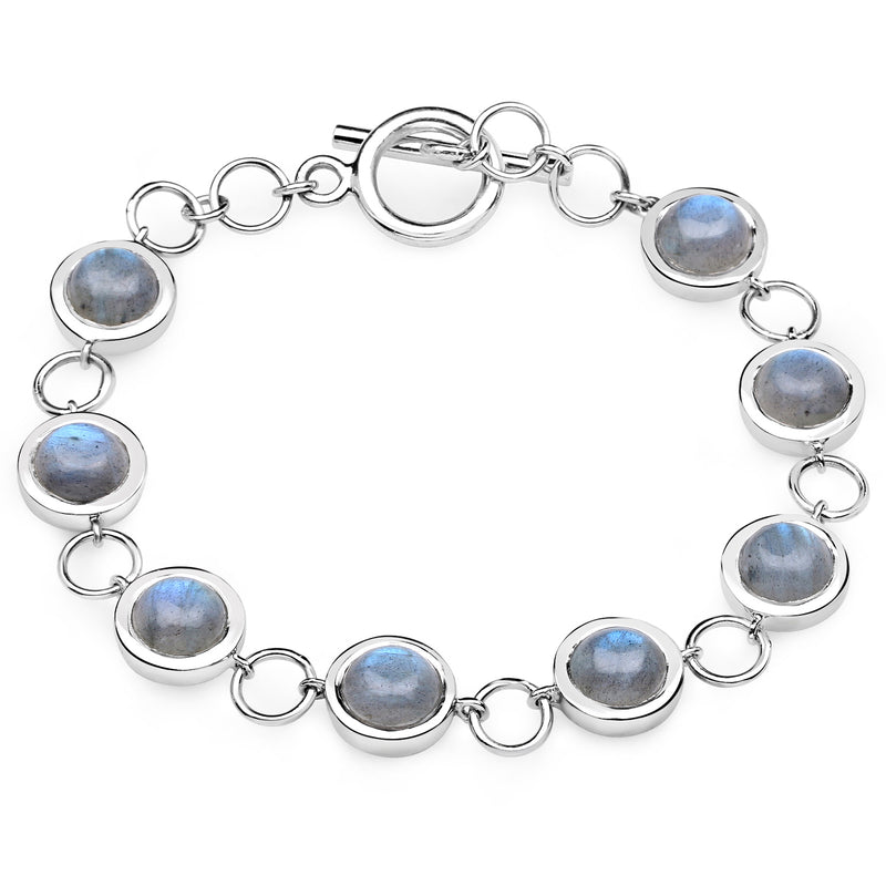 15.48 Carat Genuine Labradorite .925 Sterling Silver Bracelet